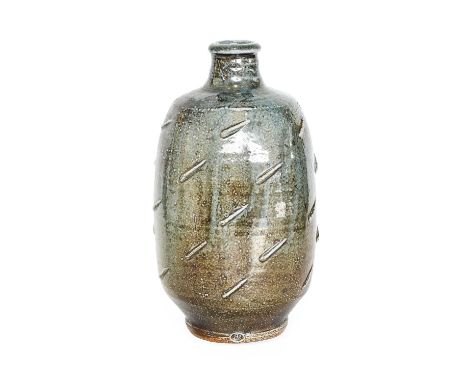 Philip (Phil) Marston Rogers (1951-2020):A Salt Glazed Stoneware Vase, line decoration, impressed seal mark,28cm highFiring f