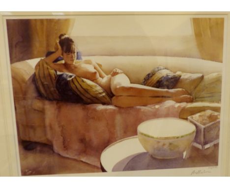 Limited Edition print female nude signed Mellish to margin, framed and glazed. 181/350 40 x 30 cm. 