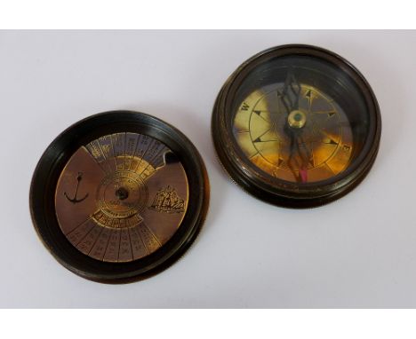 Brass pocket compass commemorating the coronation of Queen Elizabeth II