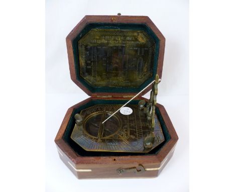 Cased sundial / compass by F. Fox London with plum bulb level