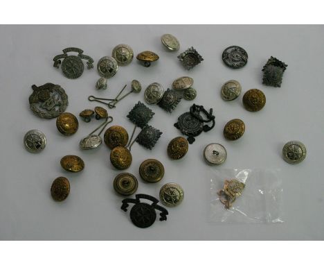 Two 9ct gold Royal Medical Army Corps badges and buttons plus St.John Ambulance silver medallions and buttons