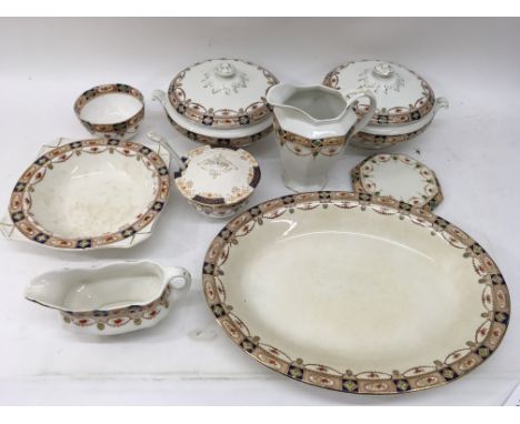 Two boxes containing an extensive variety of pieces for a ceramic dinner set. Image is only a section.