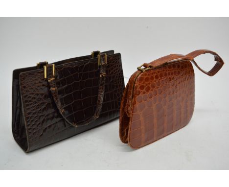 Two vintage snakeskin handbags, one retailed by Fortnum and Mason