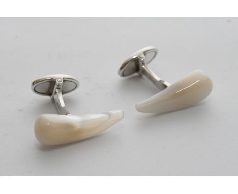 A Links of London, pair of shaped mother of pearl Gents cuff links.