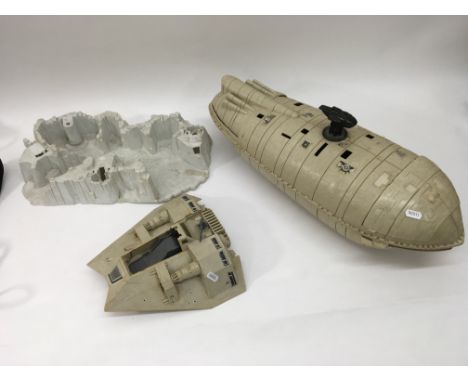 Two boxes of loose vintage Star Wars vehicles including At-At, Millenium Falcon etc