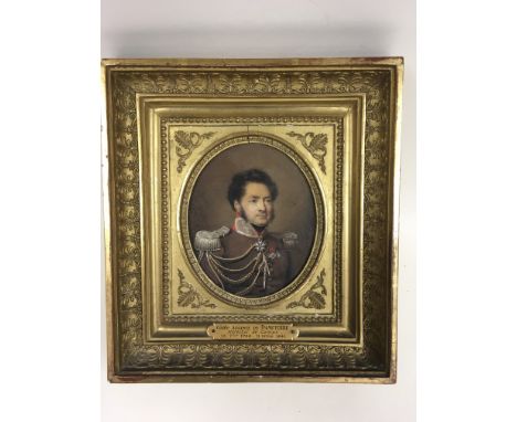 A fine quality period portrait of Conte Augusta de Dampierre, a French military officer, (Marechal de Camps), by Joh.Friedric