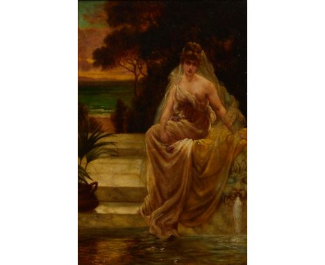 Lawrence Alma-Tadema1836 Dronrijp, Niederlande - 1912 Wiesbaden attr. - Am Wasser - Öl/Lwd. 46,3 x 30,8 cm. Bez. r. u.: L L. 