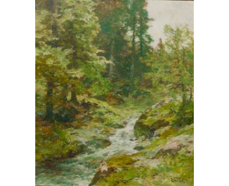 Edward Harrison Compton1881 Feldafing - 1960 Feldafing - "Waldbach" Öl/Lwd. 70 x 60,5 cm. Sign. r. u.: E. HARRISON / COMPTON.