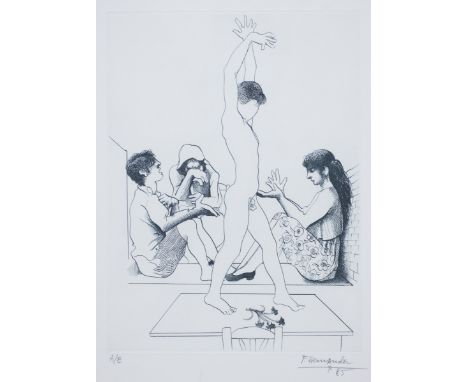 Francisco Hernandez1932 Madrid - 2012 Madrid - "Flamenco" - Radierung/Papier. A. E. 37,2 x  27,6 cm. 43,4 x 32,1 cm (Passepar