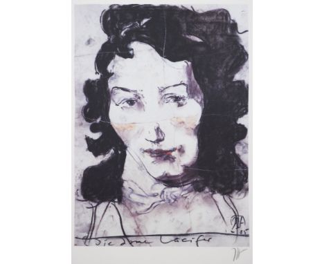 Horst Janssen1929 Hamburg - 1995 Hamburg - "Madame Lucifer - Caroline Schlegel" - Offsetdruck /Papier. 32,5 x 23,2 cm, 63 x 4