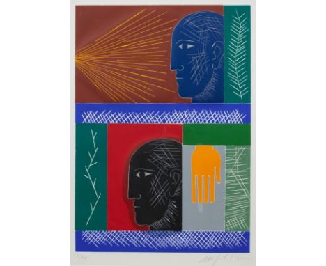 Mimmo Paladino1948 Paduli - lebt und arbeitet in Mailand - Ohne Titel - Farbholzschnitt/Papier. I/XX. 67,5 x 48 cm, 74 x 52 c