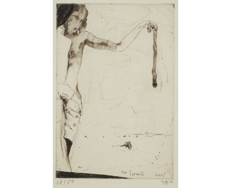 Horst Janssen1929 Hamburg - 1995 Hamburg - "Bin ich ein Wurm?" - Radierung/Papier. 28/50. 22 x 14,8 cm, 25,5 x 16,5 cm (Passe