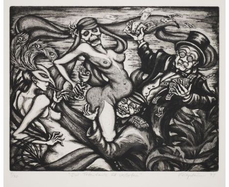 Zara KriegsteinBerlin 1952 - Der Totentanz ist verboten - Radierung/Papier. 9/30. 23,9 x 30,3 cm, 49,7 x 67,6 cm. Sign. und d