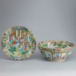 Kantonesische Schale und kantonesischer Teller, China, Qing Dynastie, 19. Jahrhundert