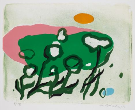 Hein Bohlen1946 Oldenburg - lebt und arbeitet in Varel - "Terrain 3" - Farblithografie/Bütten. 8/18. 37,6 x 48,4 cm, 51,7 x 6