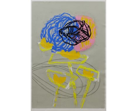 Hein Bohlen1946 Oldenburg - "Eigengewächs" - Farbholzschnitt/Papier. 3/8. 122 x 83 cm, 128 x 87 cm (Passepartoutausschnitt). 