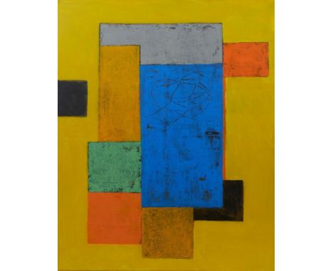 Hein Bohlen1946 Oldenburg - lebt und arbeitet in Varel - "Konstrukt 1" 2018 - Mischtechnik/Lwd. 99,1 x 80,1 cm. Rückseitig si