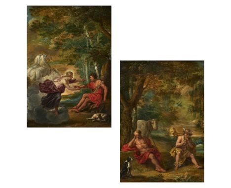 Hans Jordaens III.Um 1590/95 - 1643 attr. - Zwei mythologische Szenen - Öl/Kupfer (2). 28,2 x 19,7 cm bzw. 28,2 x 19,7 cm. Ra