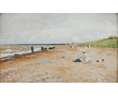 Hugo Mühlig1854 Dresden - 1929 Düsseldorf - "Ostseestrand" - Gouache/Papier. 19,8 x 32,5 cm (Sichtmaß). Sign. r. u.: Hugo Müh