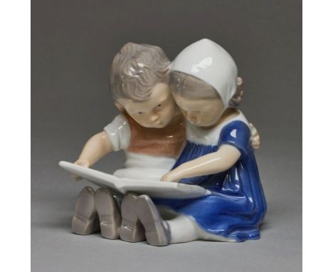 Kinder lesen, Wissenswertes - Ingeborg Plockross IrmingerBing &amp; Gröndahl, Kopenhagen 1959-1960. Porzellan, weiß, glasiert