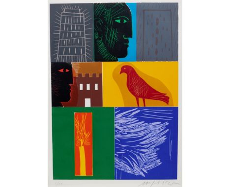 Mimmo Paladino1948 Paduli - lebt und arbeitet in Mailand - "Ohne Titel" - Farbholzschnitt/Bütten. I/XX.  68,4 x 48,4 cm, 74,2