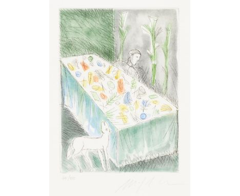 Mimmo Paladino1948 Paduli -  lebt und arbeitet in Mailand - Ohne Titel - Farbradierung/Papier. 46/100. 17,5 x 12,8 cm, 22,5 x