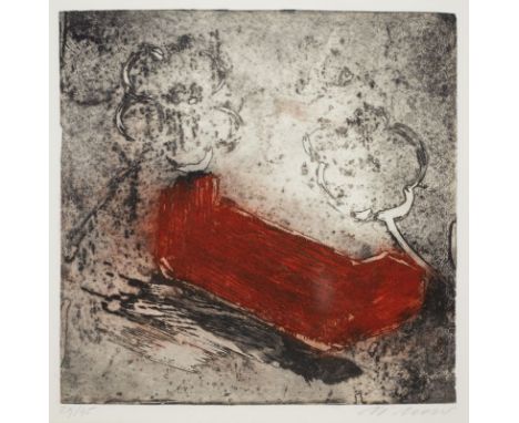 Maria Moser1948 Frankenburg - lebt und arbeitet in Frankenburg - "Blühender Rost", 1996 - Farbradierung/Papier. 29/45. 29,9 x