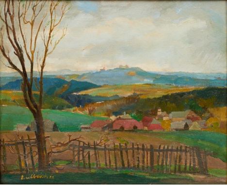 Ernst Olbrich1889 Luxdorf - 1976 Karl-Marx-Stadt - Landschaft - Öl/Lwd. 36 x 44 cm. Sign. und dat. l. u.: E. Olbrich (19)22. 
