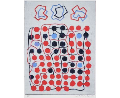 Hein Bohlen1946 Oldenburg - lebt und arbeitet in Varel - "Kon-1" - Farbholzschnitt/Bütten. 6/8. 40,3 x 30,4 cm, 44,3 x 33,4 c