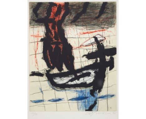 Wolfgang Troschke1947 Helmarshausen - lebt und arbeitet in Münster - Ohne Titel, 1995 - Farbradierung/Bütten. 13/50. 47,7 x 3