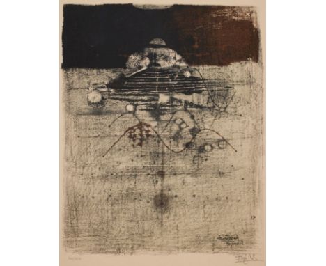 Johnny Friedlaender1912 Pleß - 1992 Paris - Ohne Titel - Farblithografie/Papier. 104/150. 43 x  34 cm, 48,5 x 38 cm. Sign. r.