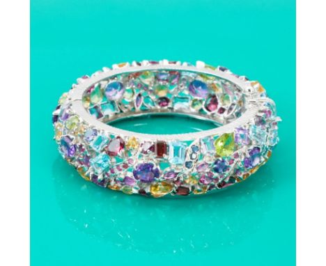 Designer Armreif mit Amethysten, Topasen und PeridotDesign: Heidrun Kresse, Baden Baden. 925/- Silber, gestemp. Gewicht: 82 g