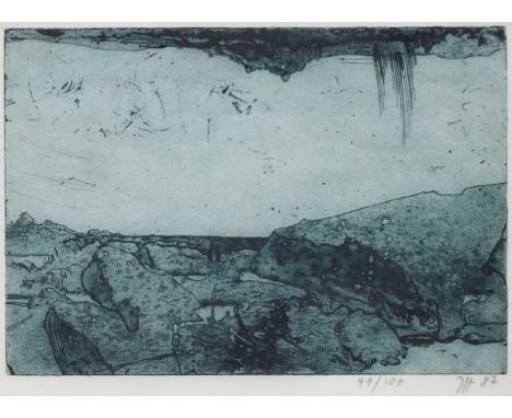 Horst Janssen1929 Hamburg - 1995 Hamburg - "Feldlandschaft" - Radierung/Japan. 41/100. 14,5 x 21 cm, 17,3 x 23,2 cm. Monogr. 