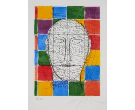 Mimmo Paladino1948 Paduli -  lebt und arbeitet in Mailand - Ohne Titel - Farbradierung/Papier. 99/100. 17,5 x 12,9 cm, 23 x 1