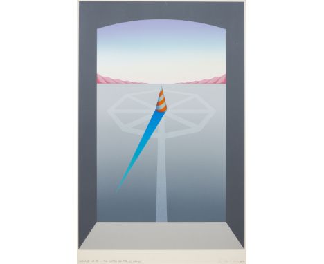 Jens Clausen1951 - "Der Schatten der Mitte des Raumes" - Farbserigraphie/Papier. 3/100. 67,4 x 45 cm, 72,4 x 46,4 cm (Passepa