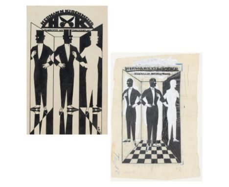 Ernst Thoms1896 Nienburg - 1983 Wietzen - Reklameentwurf "Hermann Kirchmeier - Hannover - Am Jungfernplatz 1" - Tusche, weiß 