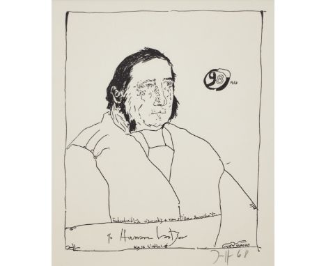 Horst Janssen1929 Hamburg - 1995 Hamburg - "Unbeschreiblich eigenartig" - Algrafie/Papier. 21,5 x 17,4 cm, 24,3 x 20,5 cm (Pa