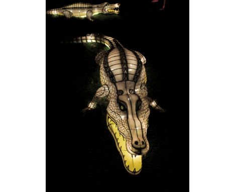 A hand crafted Chinese silk lantern in the form of an Alligator.
The lantern stands 44 cm tall with a length of 225 cm.
Const
