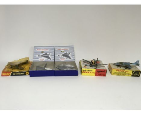 Included are a collection of 5 boxed dinky model aircraft, including a spitfire mk II.  Reproduction Avro Vulcans and boxes.