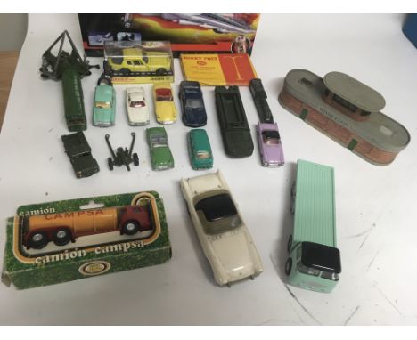 Included is a collection of model Diecast vehicles and assorted toys, including a spot on lorry and a boxed dinky Jensen ff.