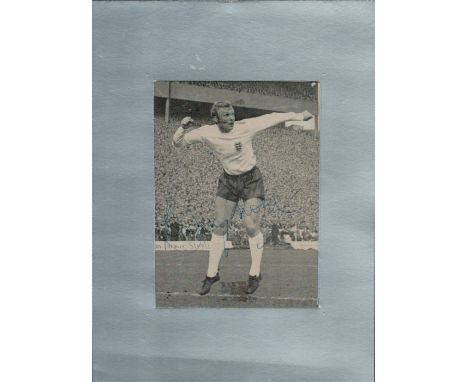 Bobby Moore 1966 England World Cup Captain Signed Vintage England 7x9 Mounted Cut Picture. Good condition. All autographs are