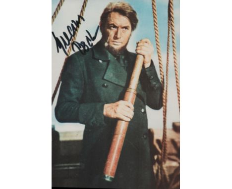 Gregory Peck signed 6x4 inch Moby Dick vintage colour photo. Good condition. All autographs are genuine hand signed and come 