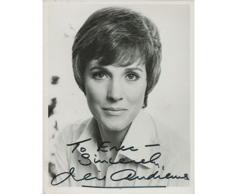 Julie Andrews signed 5x4 inch black and white vintage photo. Good condition. All autographs are genuine hand signed and come 