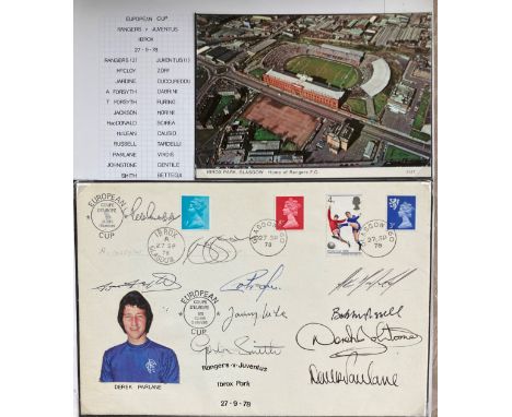 Rangers v Juventus 1978 cover signed by 10 members of the team including Smith, Russell, Johnstone, Parlane, Jardine, MacDona