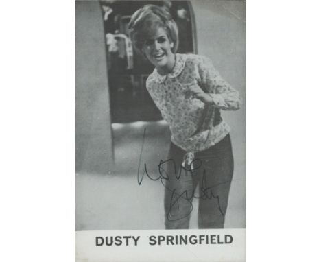 Dusty Springfield signed 6x4 inch black and white vintage photo. Good condition. All autographs are genuine hand signed and c