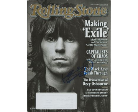 Keith Richards signed Rolling Stone vintage magazine dated May 27, 2010, signature on cover. Good condition. All autographs a