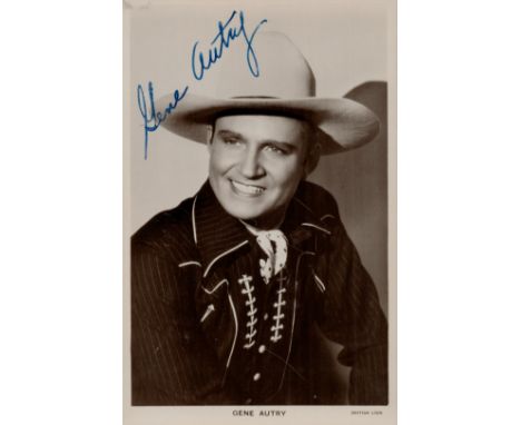 Gene Autry American Actor Signed Vintage Picturegoer Postcard Photo. Good condition. All autographs are genuine hand signed a