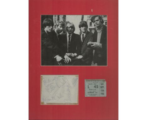 Yardbirds Band 16x12 mounted signature piece includes multi signed album page , black and white vintage photo and a 1965 Blac
