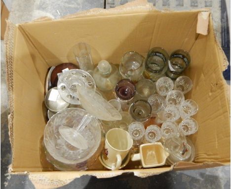 Large quantity of assorted glassware, ceramic ornaments including a saddle back pig and decanters (4 boxes) 