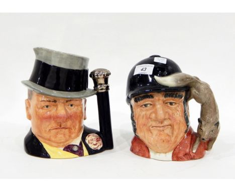 Eight Royal Doulton character jugs including 'Falstaff', 'Sir Francis Drake' (commemorative issue), 'Izaak Walton', 'Gone Awa